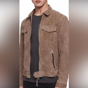 Allsaints Suede Leather Trucker Jacket: Garter Model